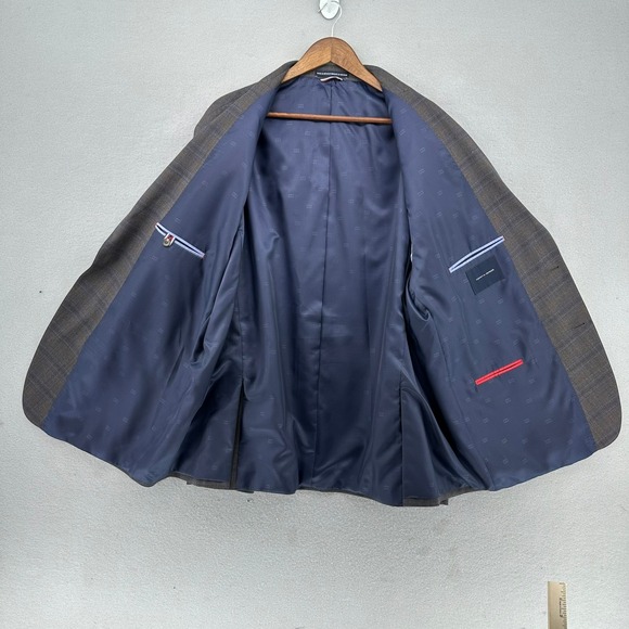 Tommy Hilfiger Windowpane Plaid Wool Blend Sport Coat Blazer Jacket 52R - Picture 4 of 10